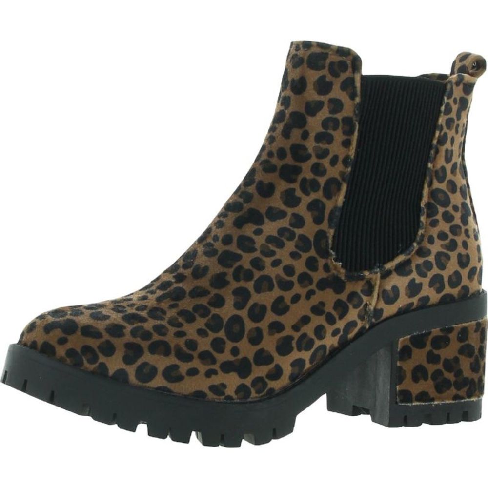 Seven7 Womens Berlin Brown Faux Suede Leopard Print Ankle Boots Shoes NWT